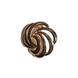Napier Swirl Pin Brooch Signed Gold Tone Polished Classic Open Work Interlocking